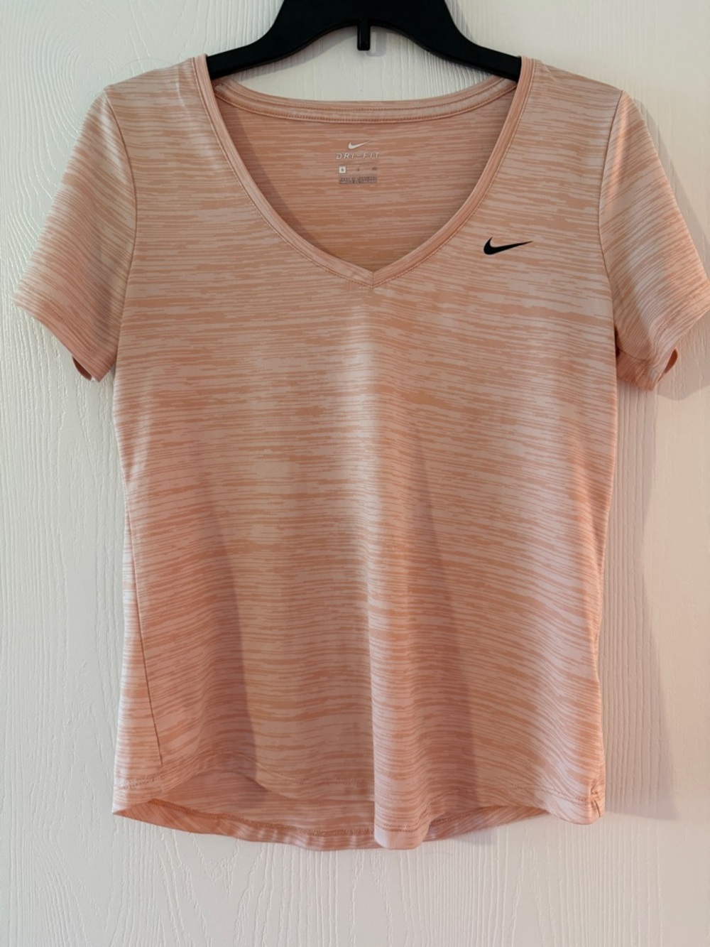 Nike Women's Light Peach Space-Dye V-Neck Short Sleeve Top